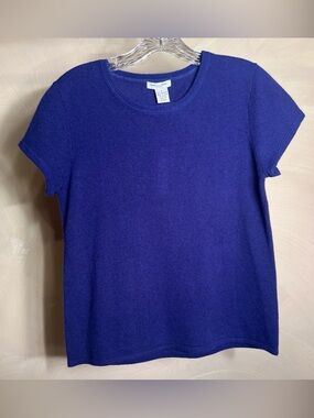 Gabriella Rossi Women’s 2PLY 100% Cashmere Rich Purple Luxury S/S Sweater|Size:L